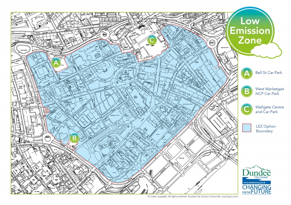 Proposed Dundee Low Emission Zone area map for consultation