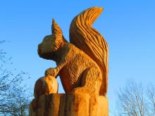 Close up of Camperdown Squirrel Sculpture