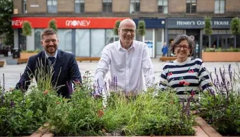 City Square Planters LEZ Cllr Mark Flynn Lynne Short Steven Rome Investment