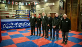 Lochee Boxing Boys and Girls Club Cllr Mark Flynn Steven Rome December Visit Funding