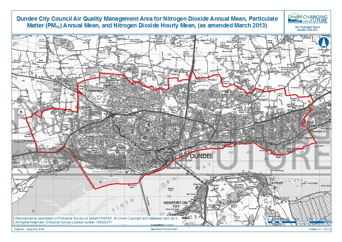 Map of Dundee Air Quality Management Area